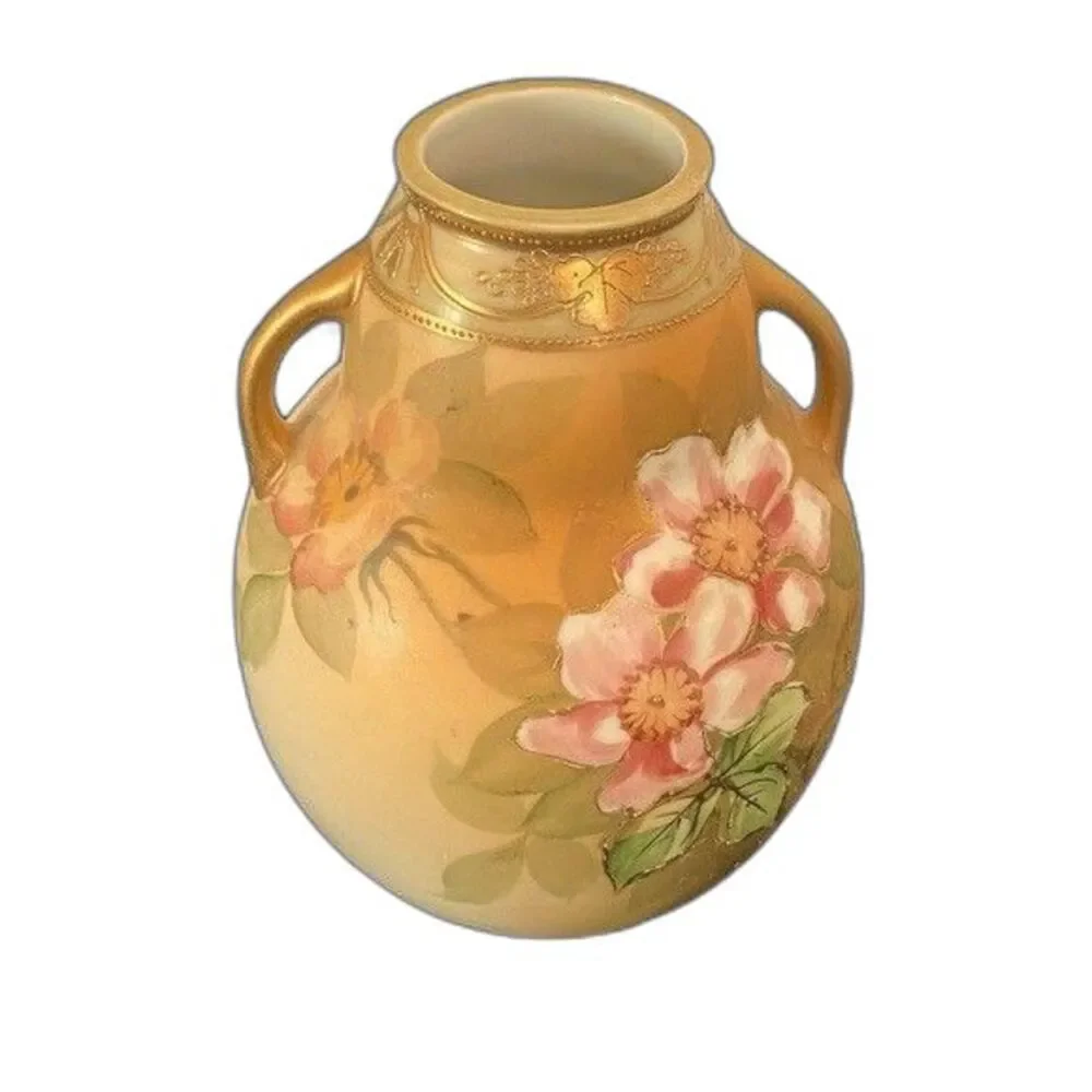 Vintage Nippon Morimura Noritake Hand Painted Double Handled Vase
